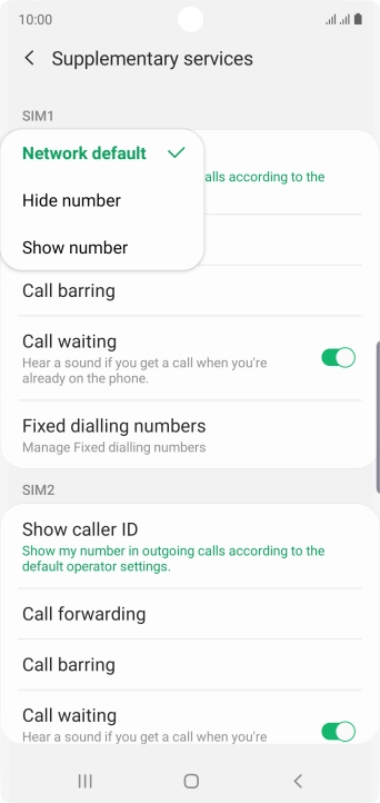 Press Show number to turn on caller identification.