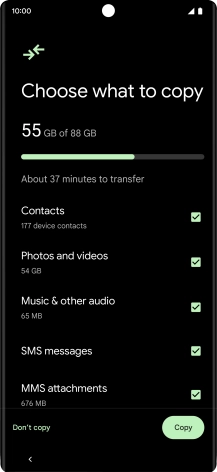 Press the fields next to the required data types.