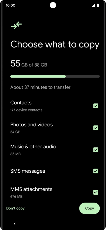Press the fields next to the required data types.