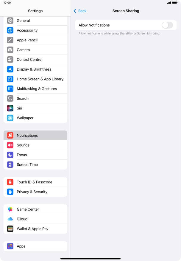 Press the indicator next to 