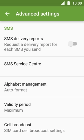 Press SMS Service Centre.