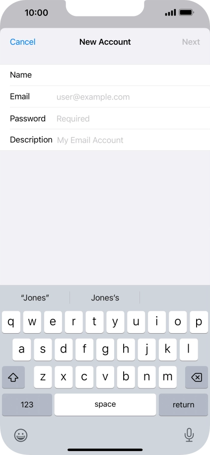Press Email and key in your email address.