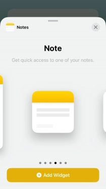 Slide your finger right or left on the screen to select the required widget size.