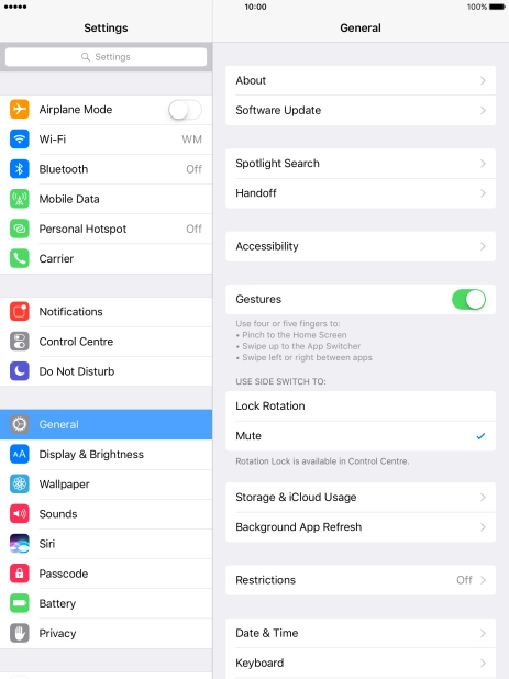 Press Software Update. If a new software version is available, it's displayed. Follow the instructions on the screen to update the tablet software.