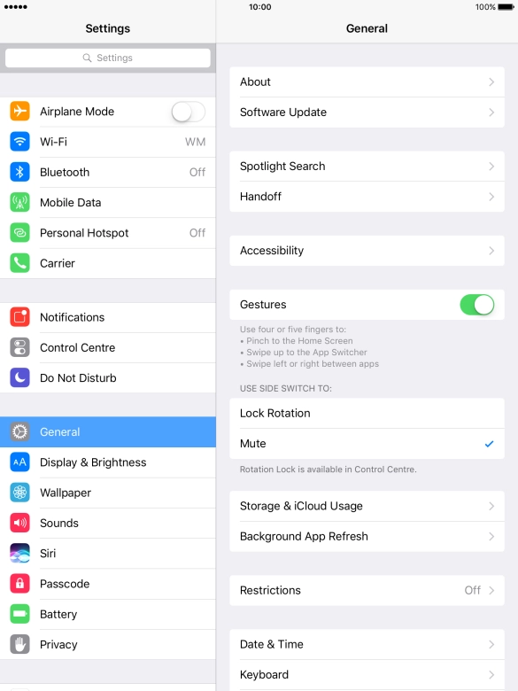 Press Software Update. If a new software version is available, it's displayed. Follow the instructions on the screen to update the tablet software.