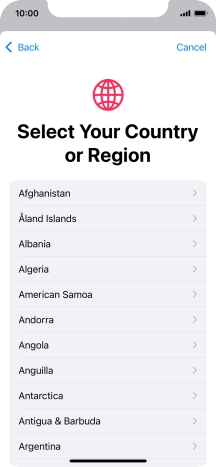 Press the required country.