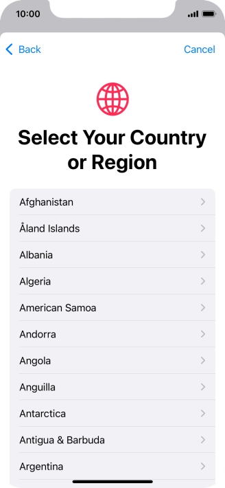 Press the required country.