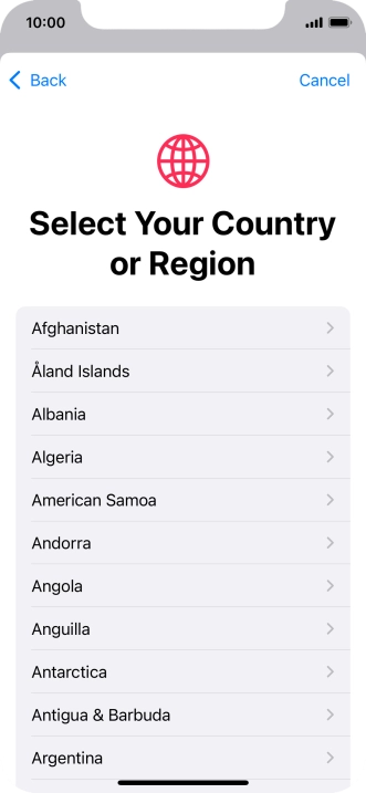 Press the required country.