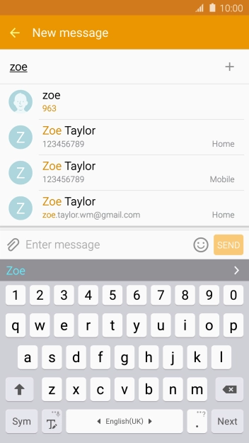 Press the required contact.