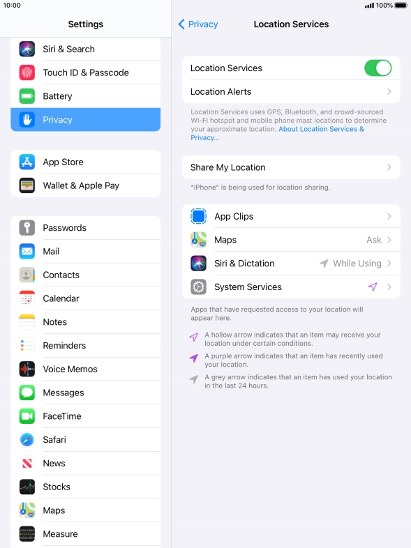 Press the required application.