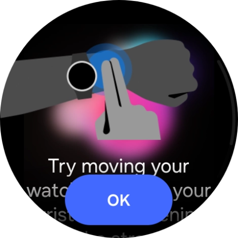 Press OK and wait while your smartwatch measures your blood oxygen level. Press OK and wait while your smartwatch measures your blood oxygen level.