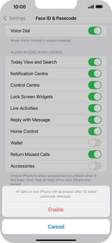 If you turn on the function, press Enable. If you turn on the function, press Enable.