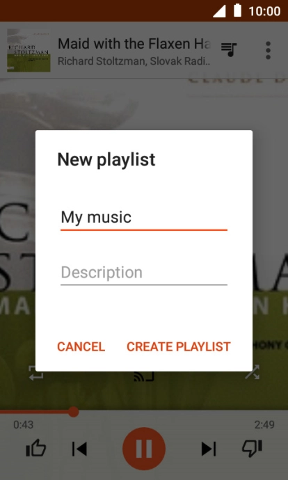 Key in a name for the playlist and press CREATE PLAYLIST.