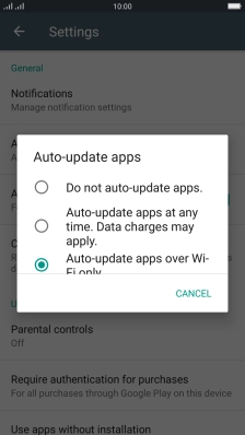 To turn off automatic update of apps, press Do not auto-update apps..