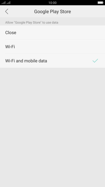 Press the required setting.