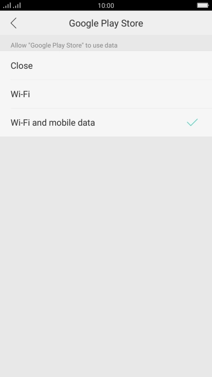 Press the required setting.