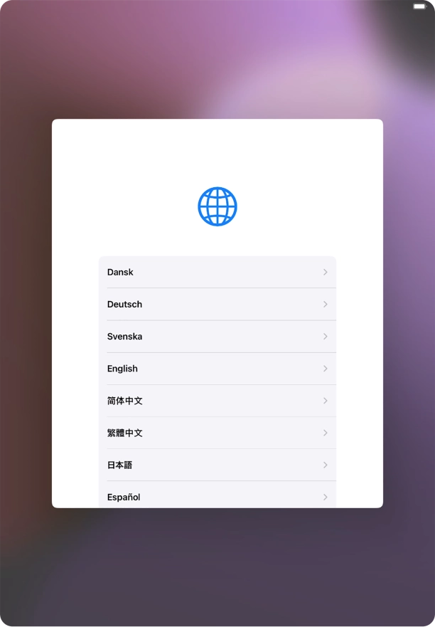 Press the required language.
