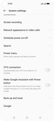 Press Back up and reset.