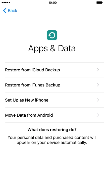 Press Restore from iCloud Backup.