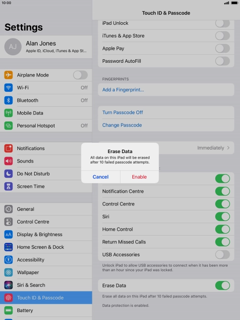 If you turn on the function, press Enable. If you turn on the function, press Enable.