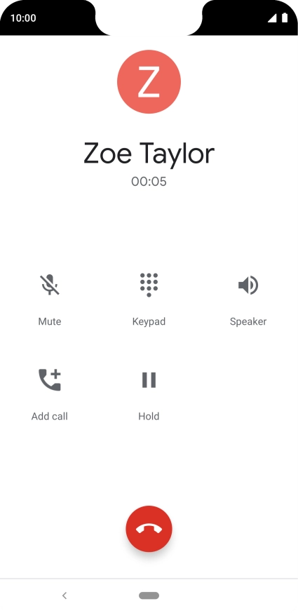 Press the end call icon.