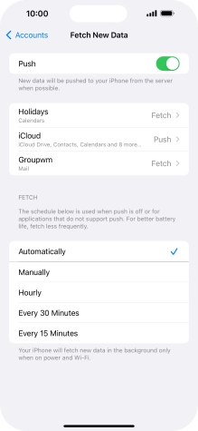 If you turn off the function, press the required setting.