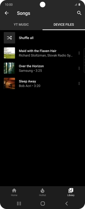 Press the required audio file. Press the required audio file.