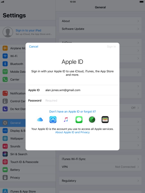 Press the field next to 