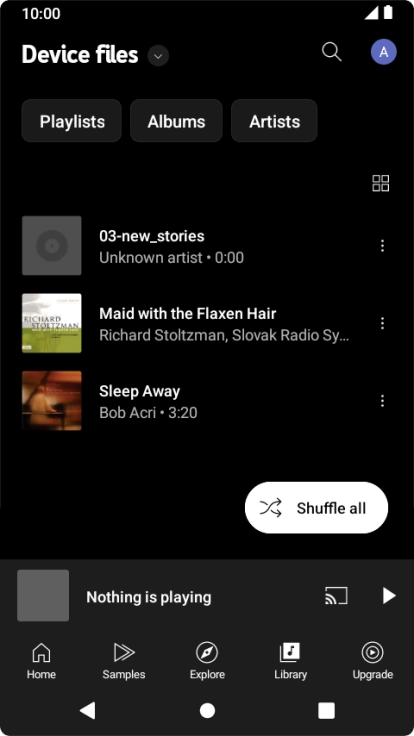 Press the required audio file. Press the required audio file.