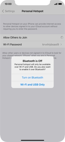 If Wi-Fi is turned on, press Wi-Fi and USB Only.