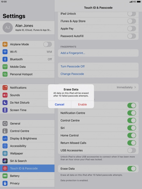 If you turn on the function, press Enable.