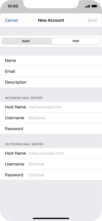 Press Host Name and key in the name of your email provider's incoming server.