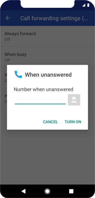 Key in +61414121121 and press TURN ON.