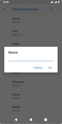 Key in Vodafone Internet and press OK.