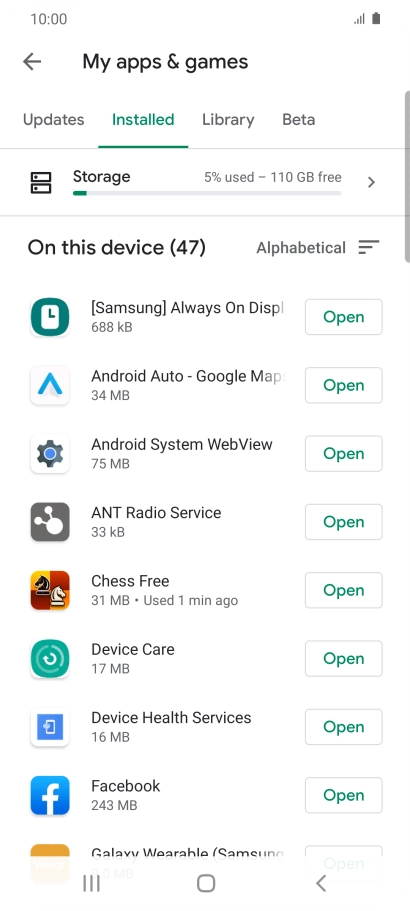 Press the required app.