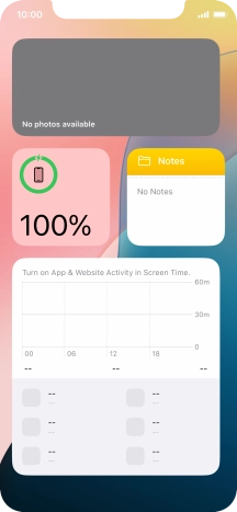 Slide your finger up or down on the screen to see more widgets.