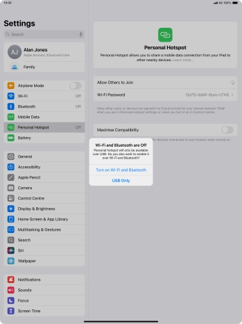If Wi-Fi is turned off, press Turn on Wi-Fi and Bluetooth.