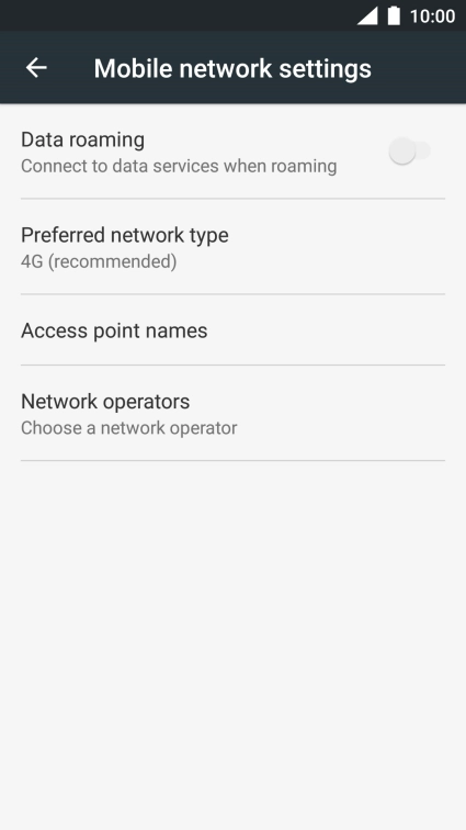 Press Preferred network type.