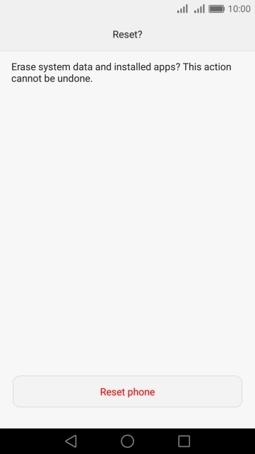 Press Reset phone. Wait a moment while the factory default settings are restored. Follow the instructions on the screen to set up your phone and prepare it for use.