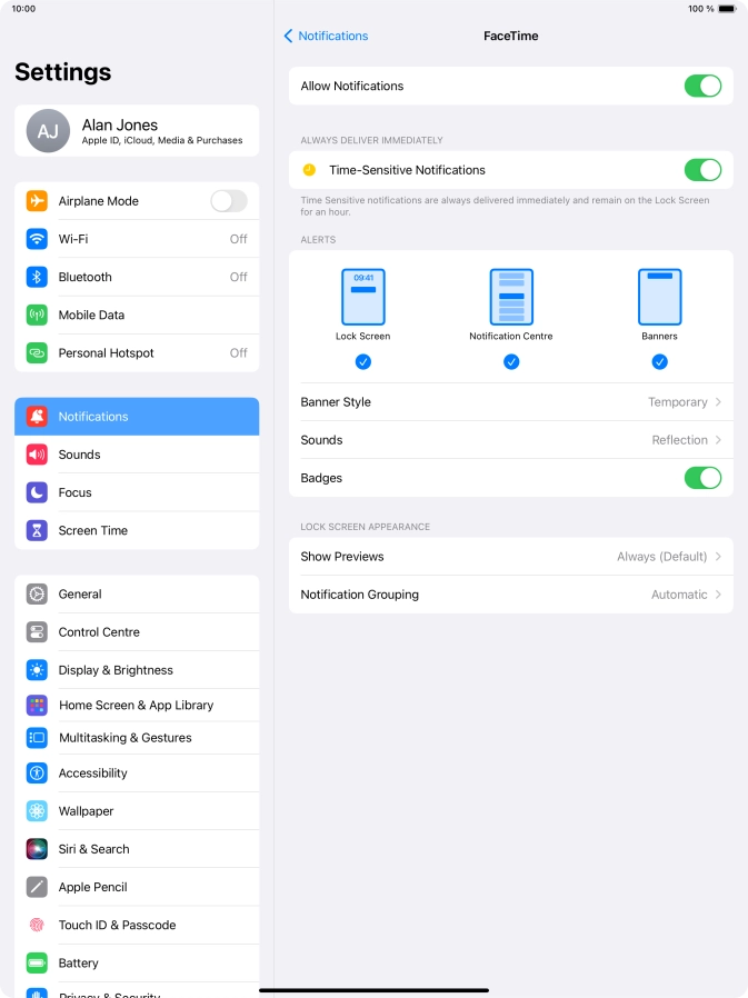 Press the indicator next to 
