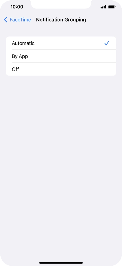 Press the required setting.