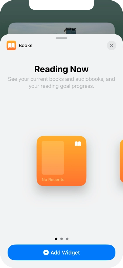 Slide your finger right or left on the screen to select the required widget size.