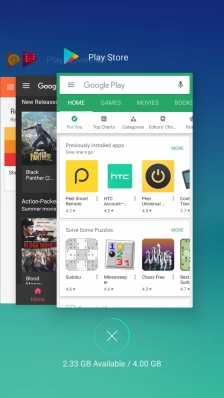 To end one running application, slide your finger upwards on the required application.