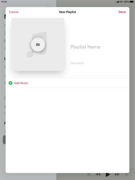 Press the text input field and key in a name for the playlist.