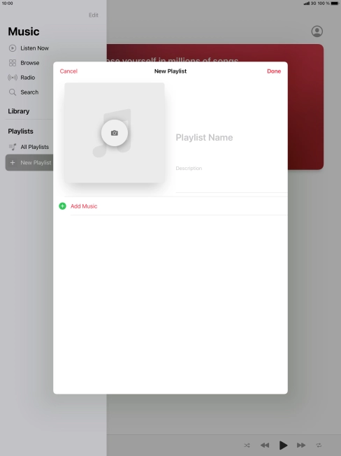 Press the text input field and key in a name for the playlist.