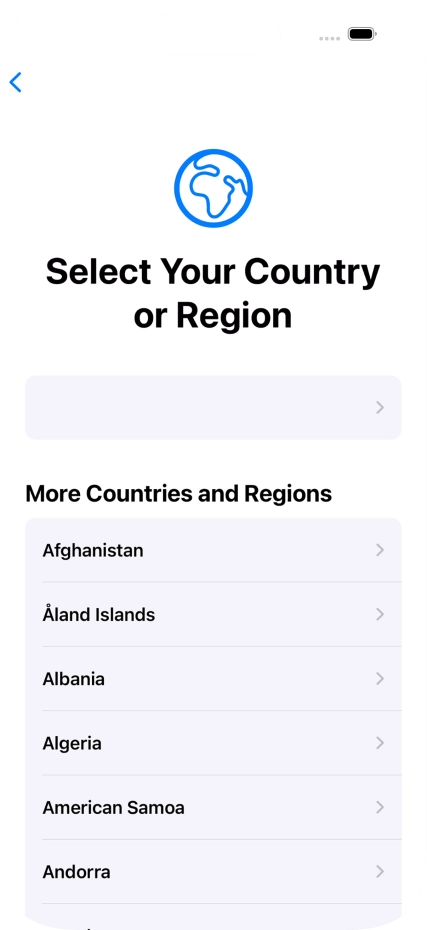 Press the required country or area.