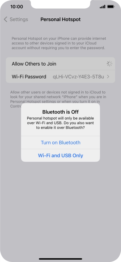 If Wi-Fi is turned on, press Wi-Fi and USB Only.