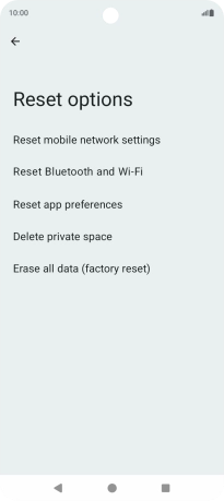 Press Erase all data (factory reset).