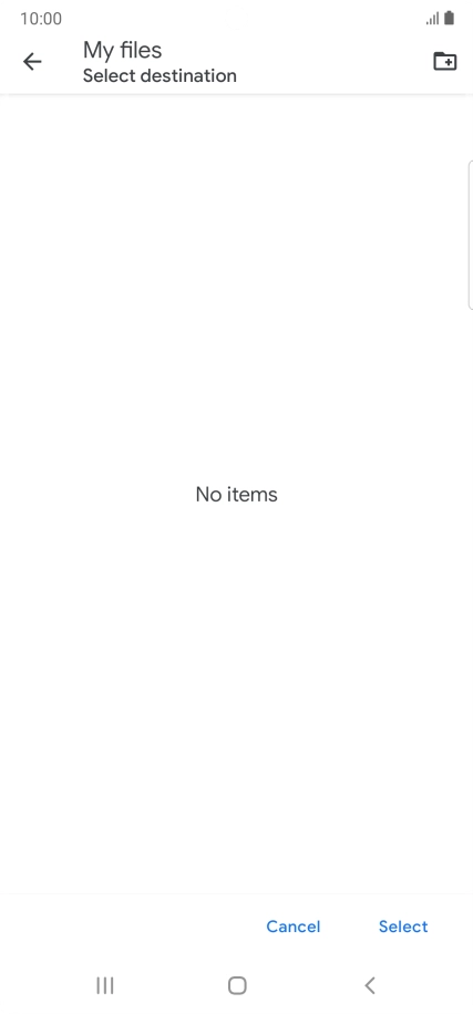 To create a new folder, press the new folder icon and follow the instructions on the screen to create a new folder.
