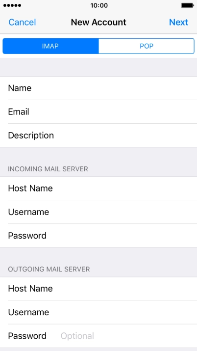 Press Password and key in the password for your email account. Please note that if you have a Vodafone email address, you need to key in the password for your email account.